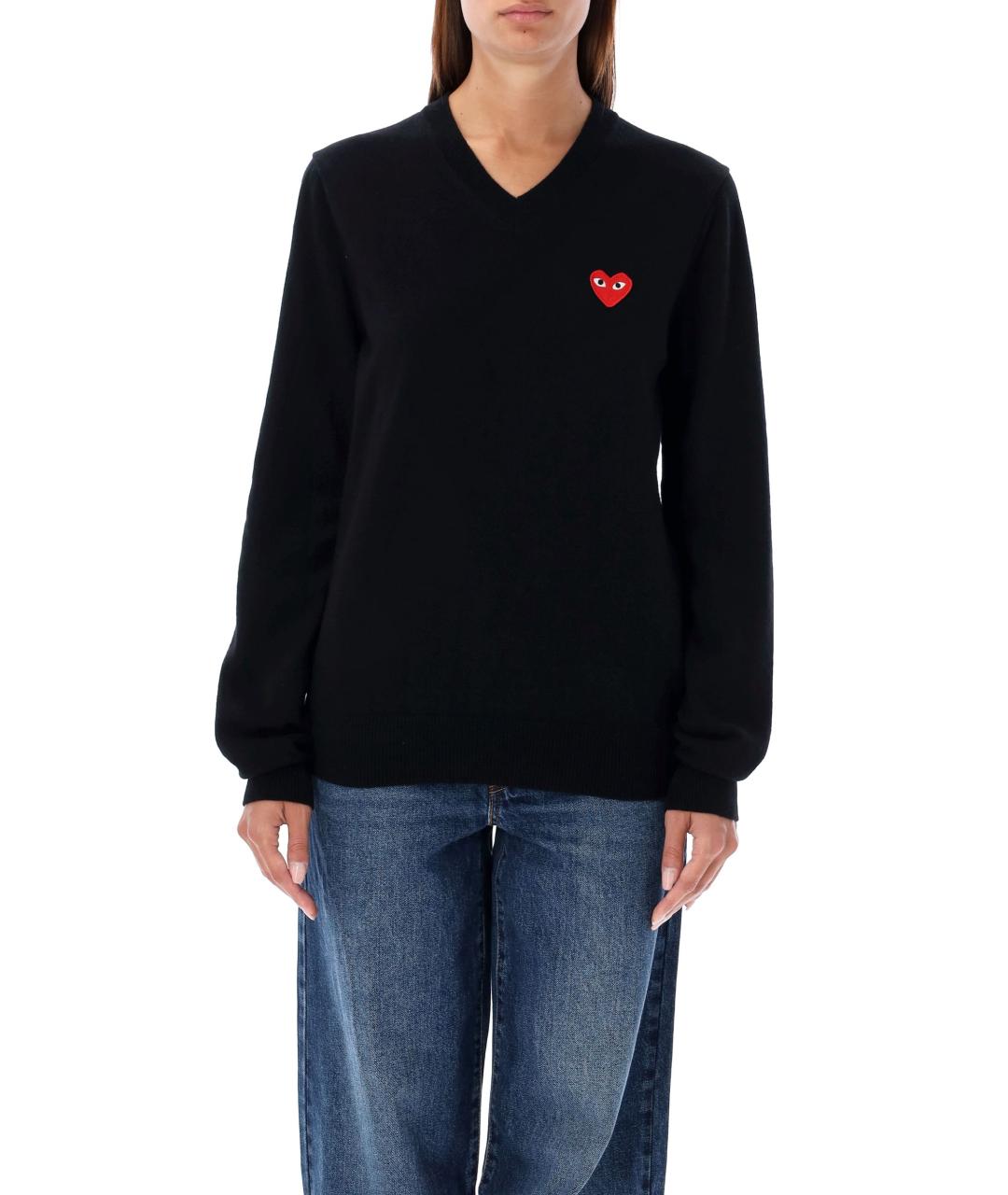 COMME DES GARÇONS PLAY Черный шерстяной джемпер / свитер, фото 2