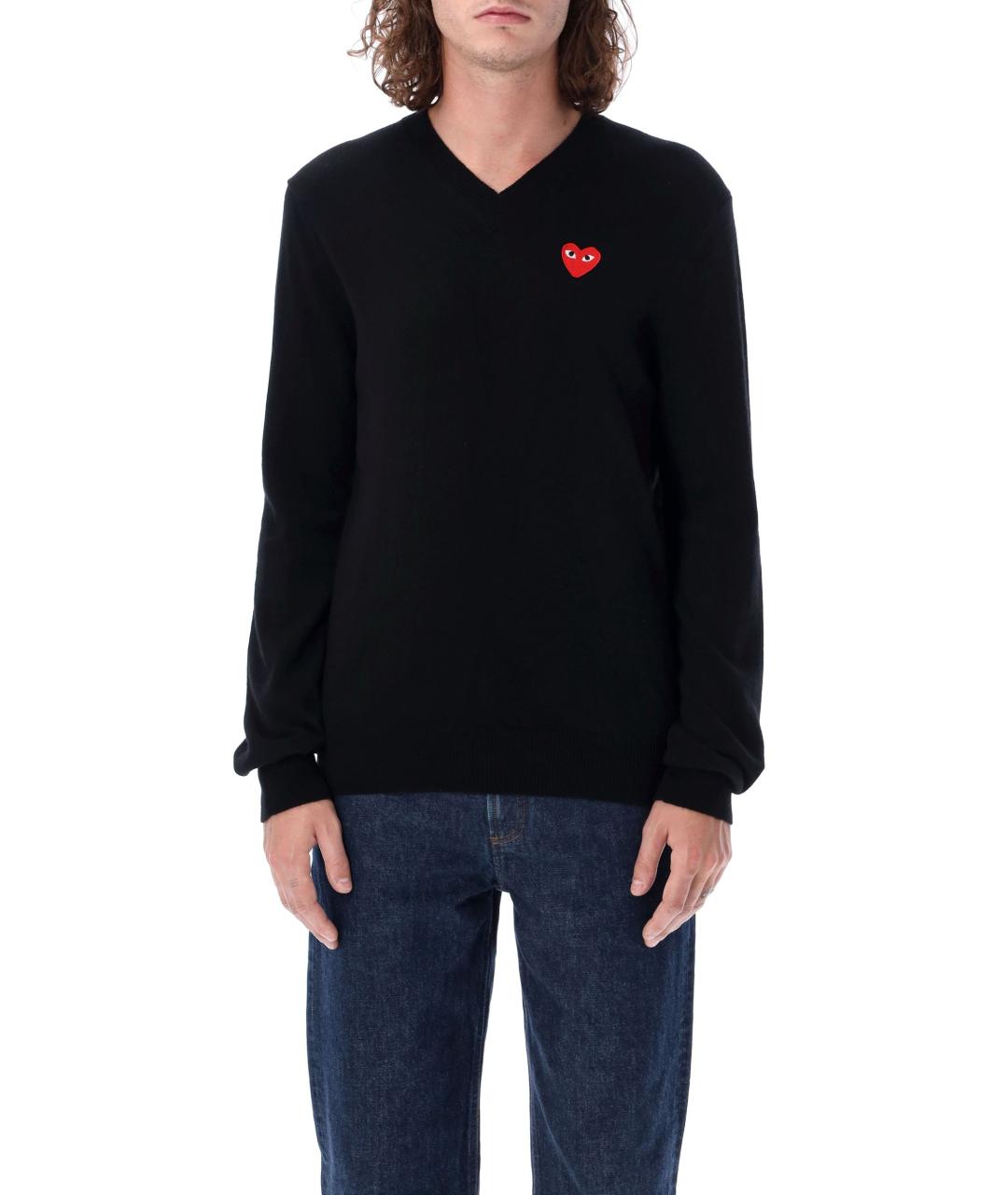 COMME DES GARÇONS PLAY Черный шерстяной джемпер / свитер, фото 5