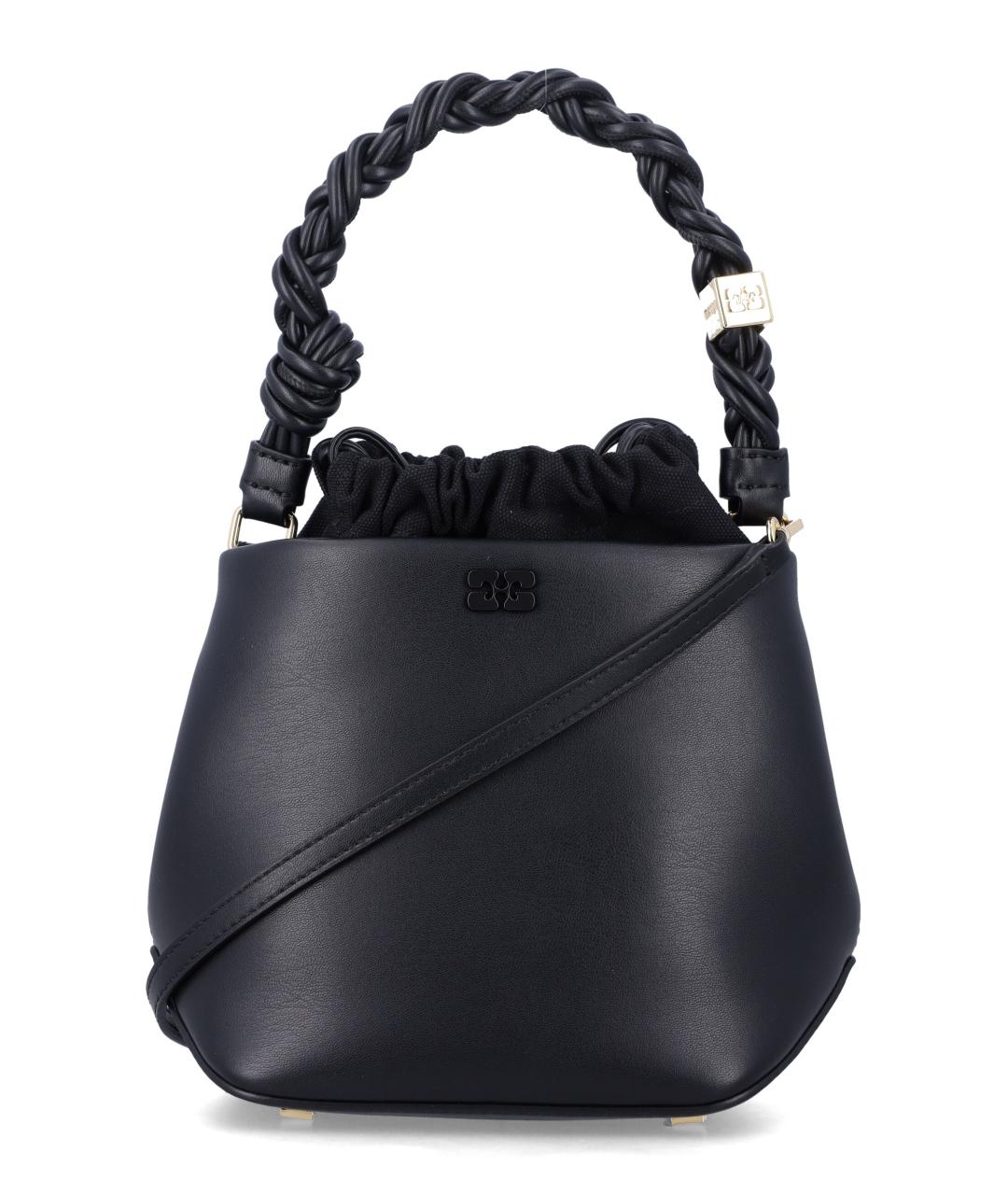 GANNI Черная кожаная сумка тоут, фото 1