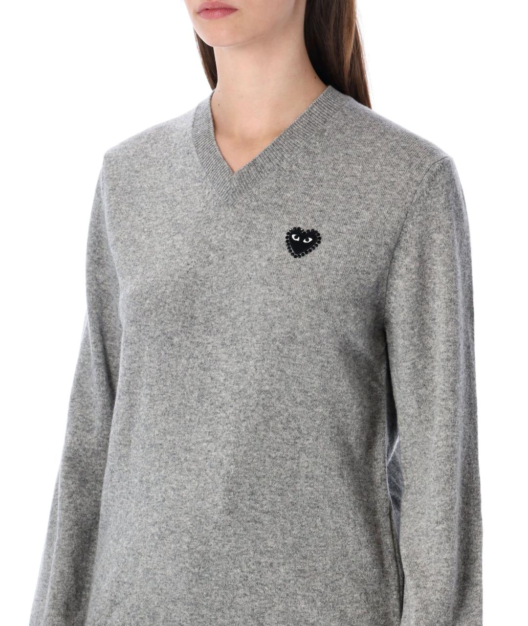 COMME DES GARÇONS PLAY Серый шерстяной джемпер / свитер, фото 4