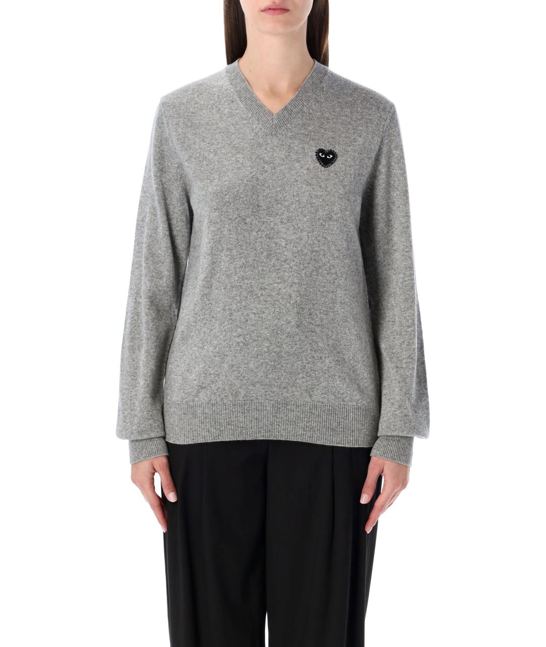 COMME DES GARÇONS PLAY Серый шерстяной джемпер / свитер, фото 2