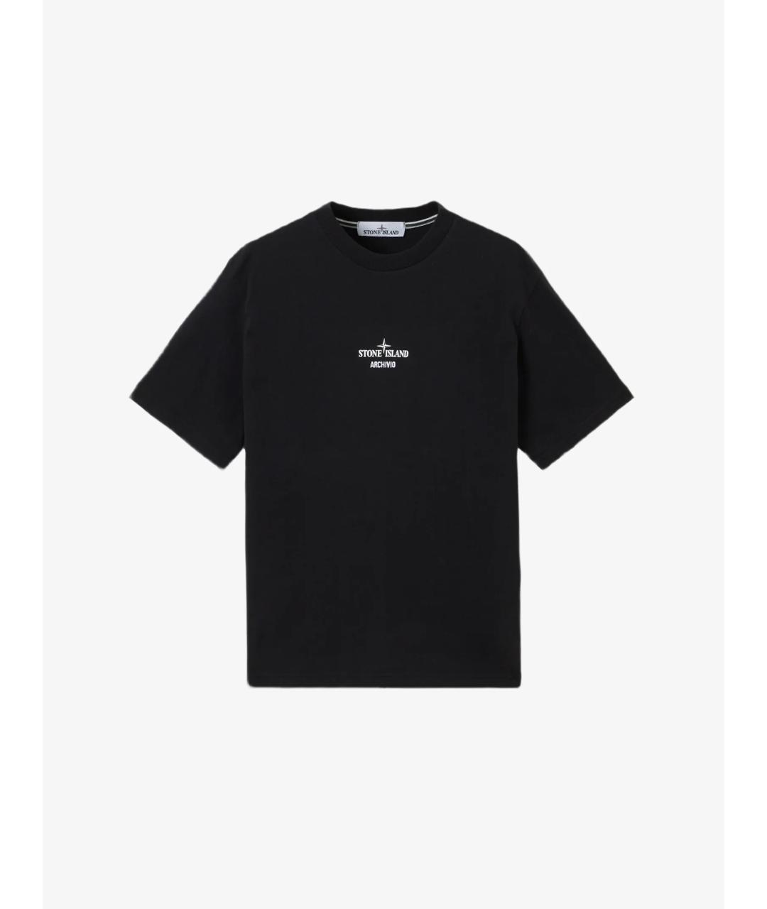 STONE ISLAND Черная хлопковая футболка, фото 1