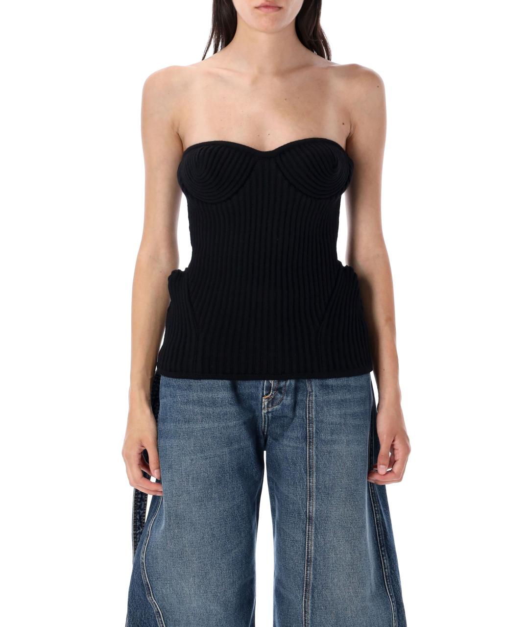 JEAN PAUL GAULTIER Черная шерстяная майка, фото 2