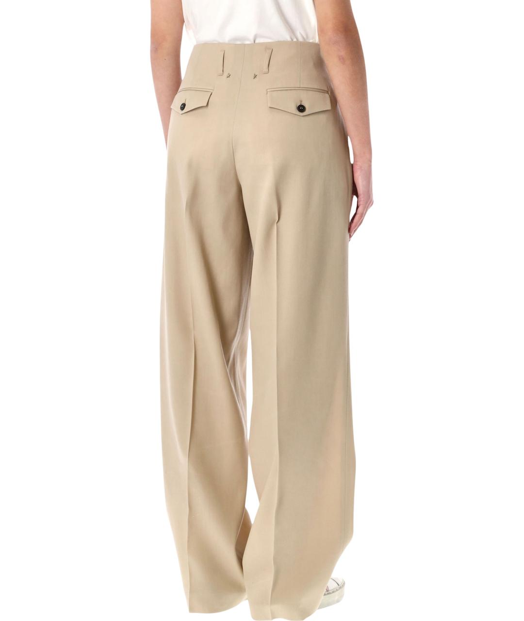 GOLDEN GOOSE DELUXE BRAND Бежевые шерстяные прямые брюки, фото 6