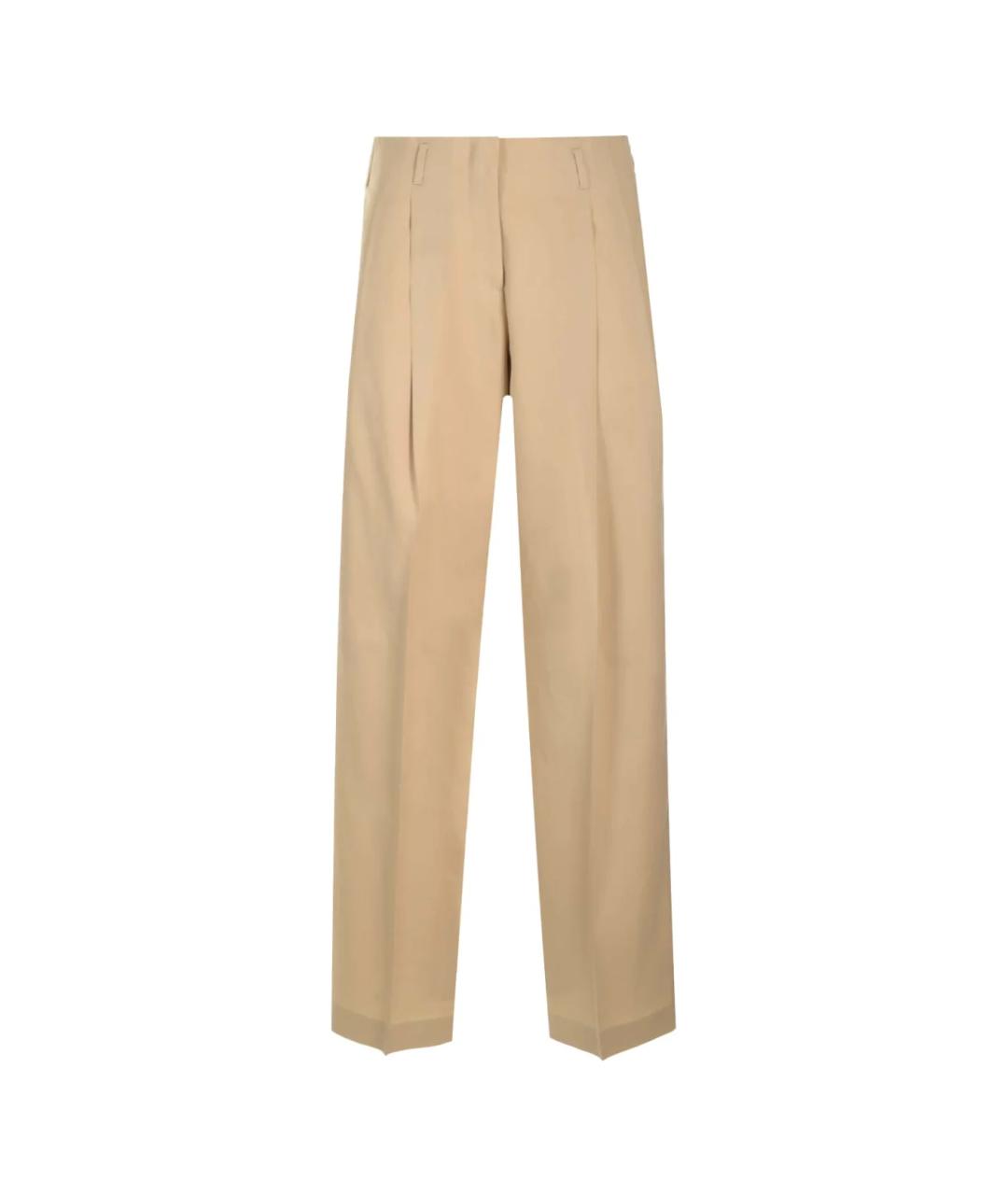 GOLDEN GOOSE DELUXE BRAND Бежевые шерстяные прямые брюки, фото 1