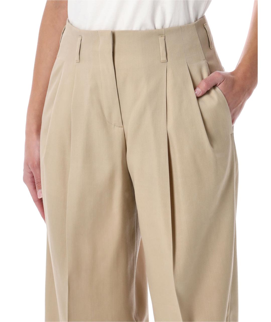 GOLDEN GOOSE DELUXE BRAND Бежевые шерстяные прямые брюки, фото 7