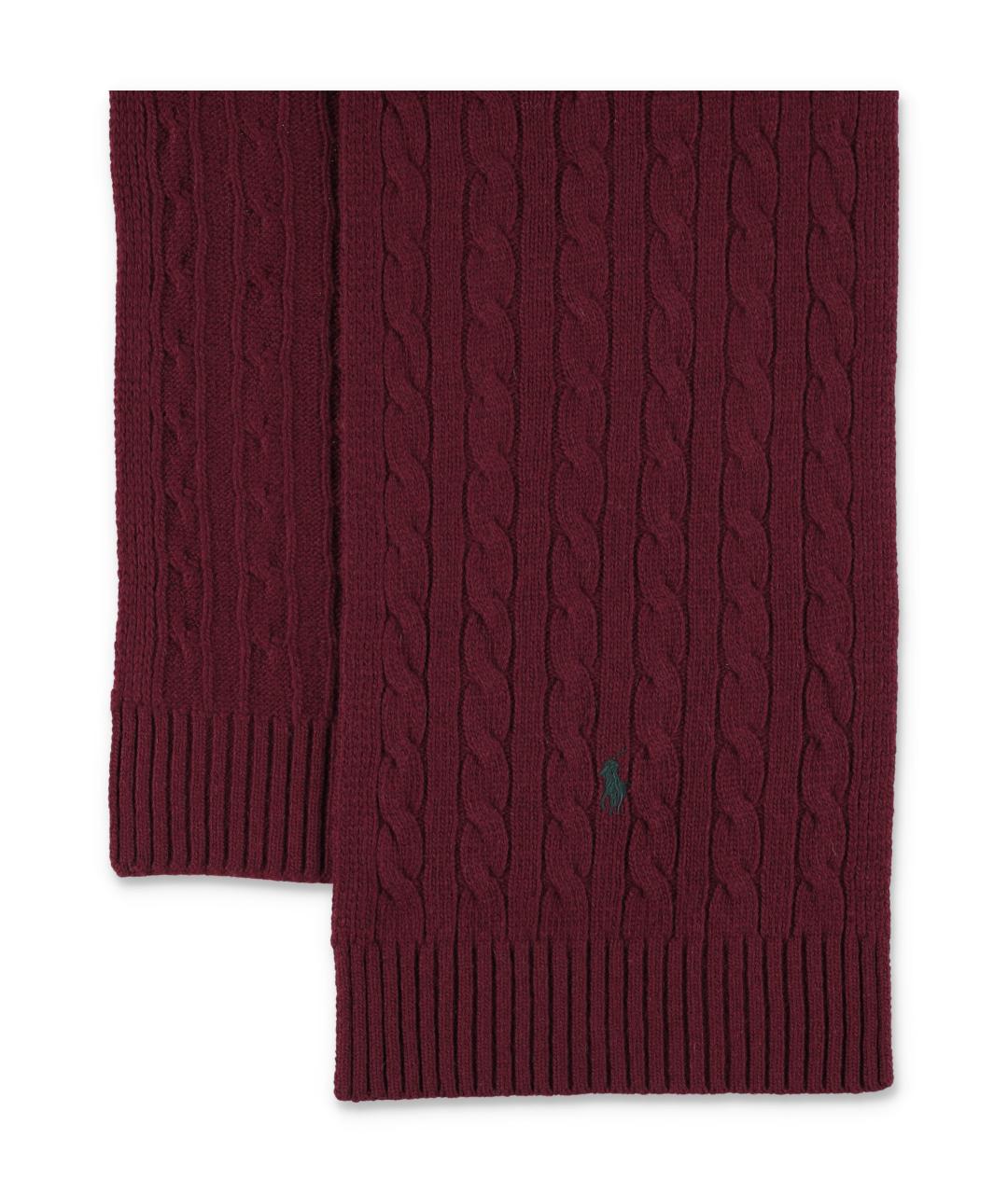 POLO RALPH LAUREN Бордовый шерстяной шарф, фото 3