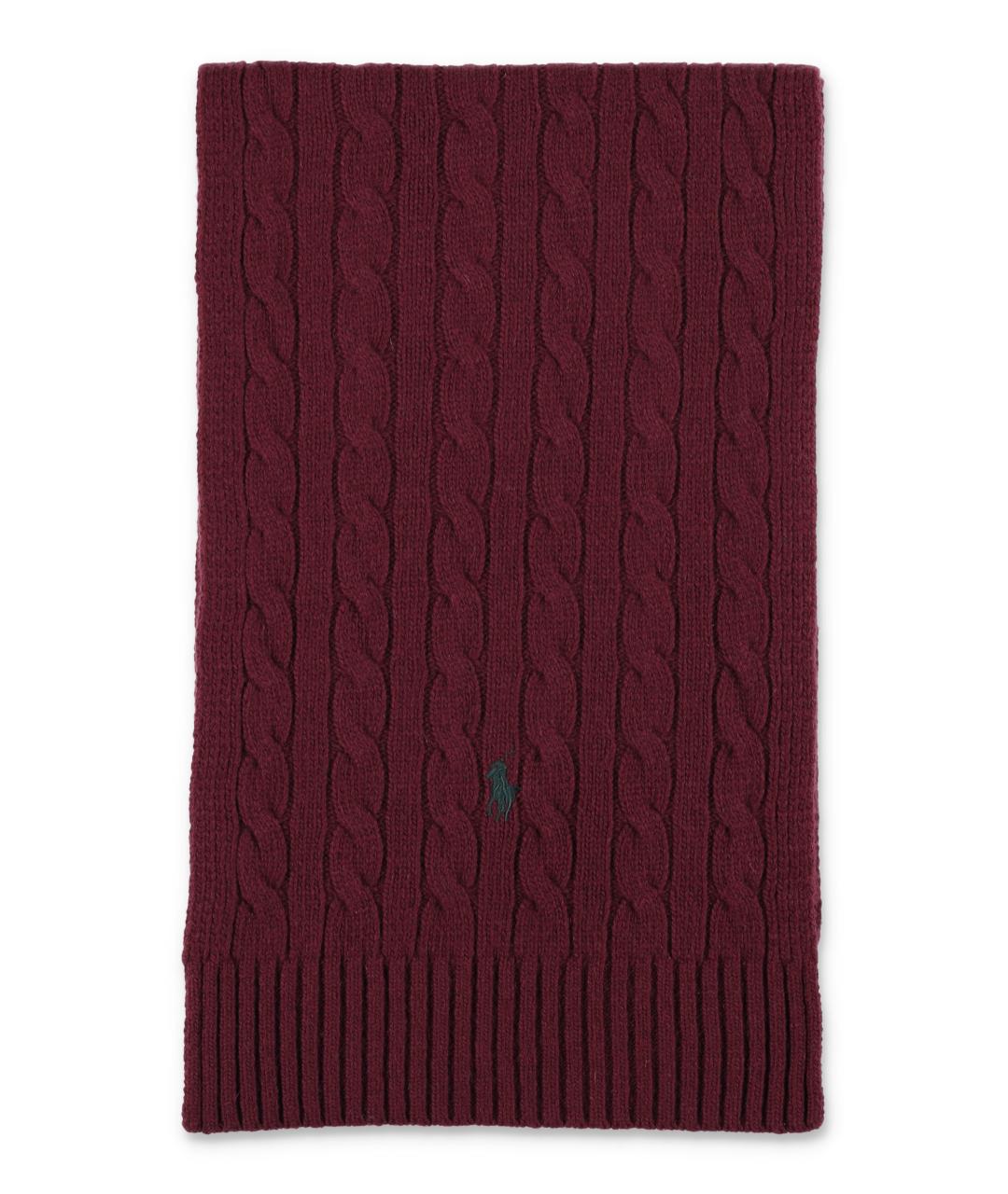 POLO RALPH LAUREN Бордовый шерстяной шарф, фото 1