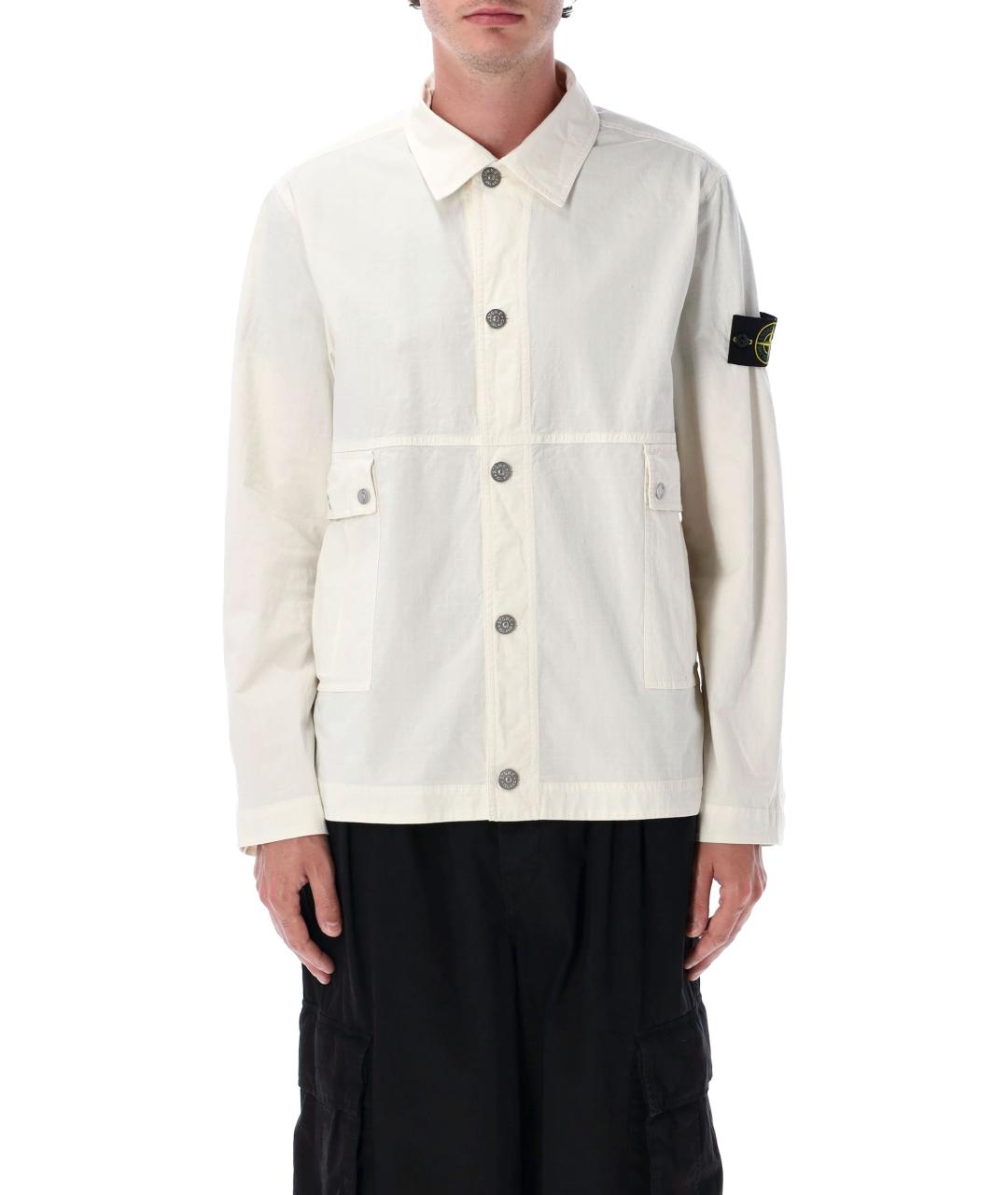 STONE ISLAND Белая хлопковая куртка, фото 2