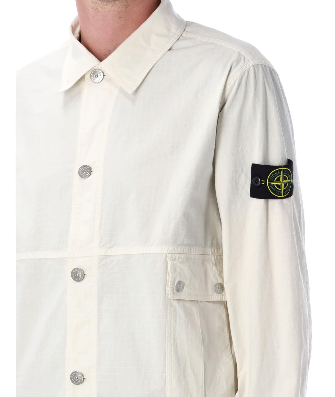 STONE ISLAND Белая хлопковая куртка, фото 4