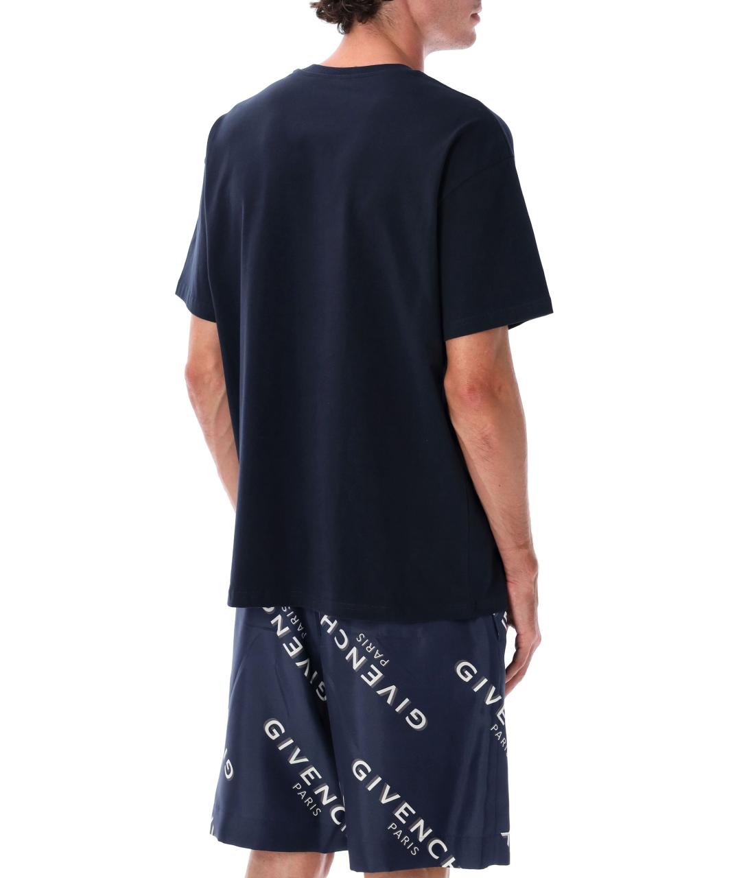 GIVENCHY Темно-синяя хлопковая футболка, фото 2