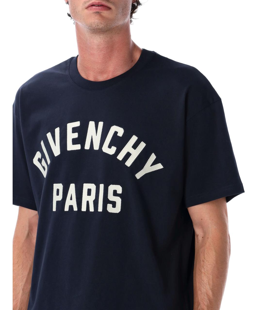 GIVENCHY Темно-синяя хлопковая футболка, фото 3