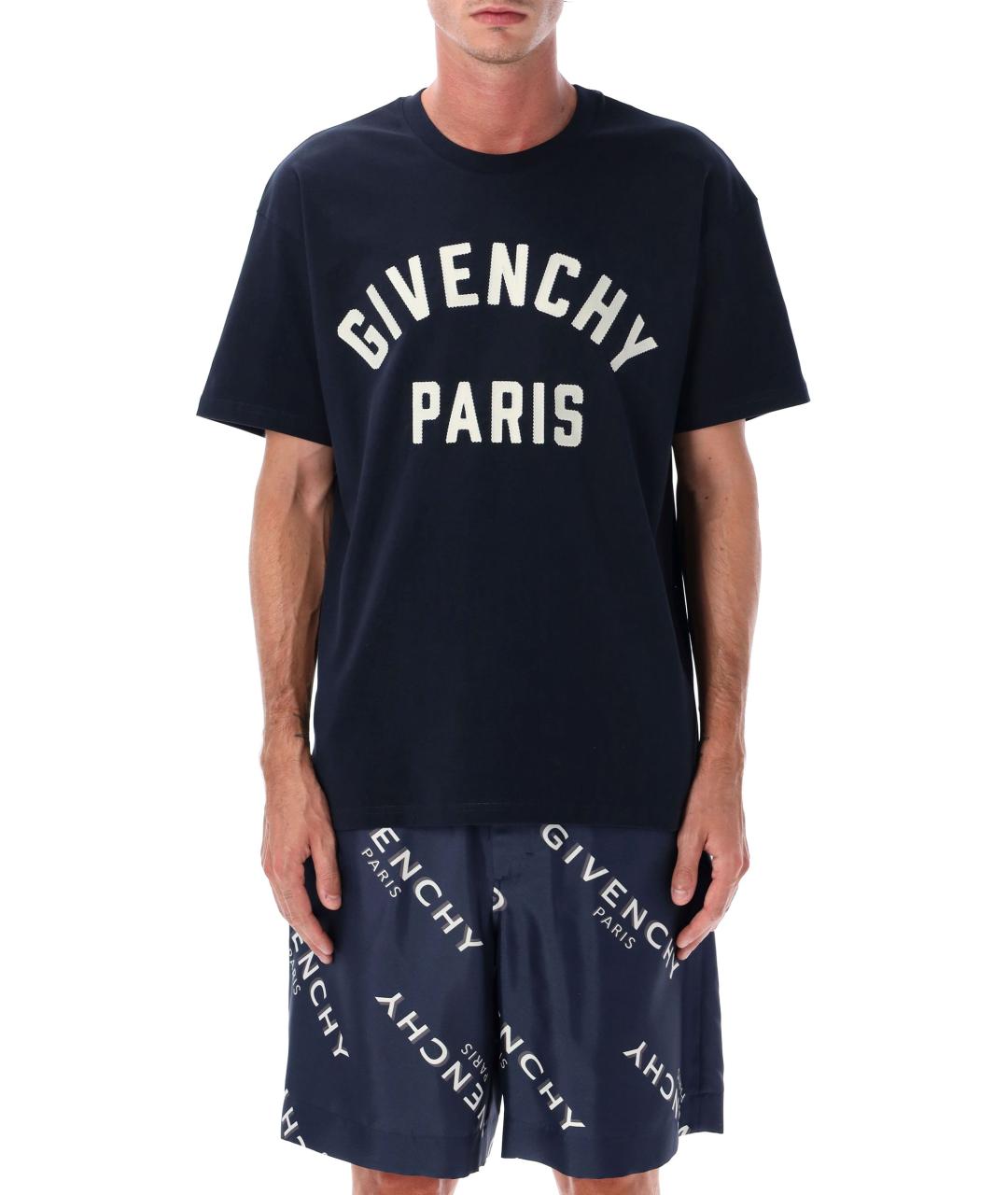 GIVENCHY Темно-синяя хлопковая футболка, фото 4