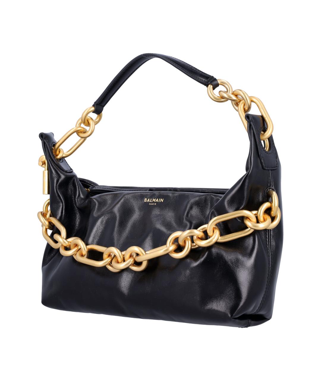 BALMAIN Черная кожаная сумка с короткими ручками, фото 3