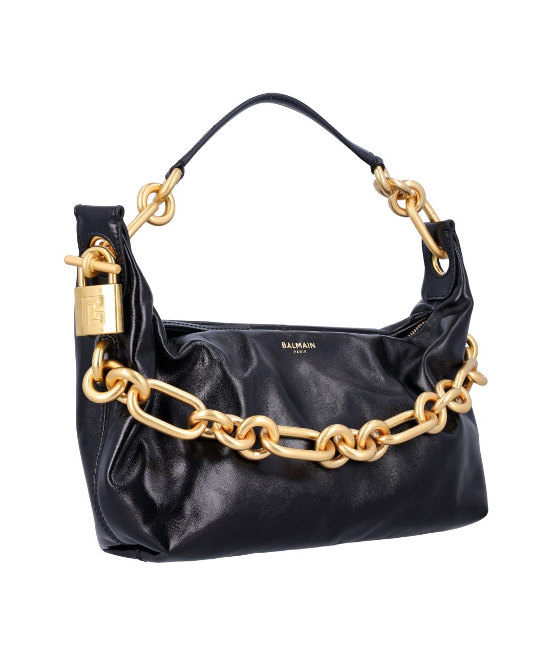 BALMAIN Черная кожаная сумка с короткими ручками, фото 2