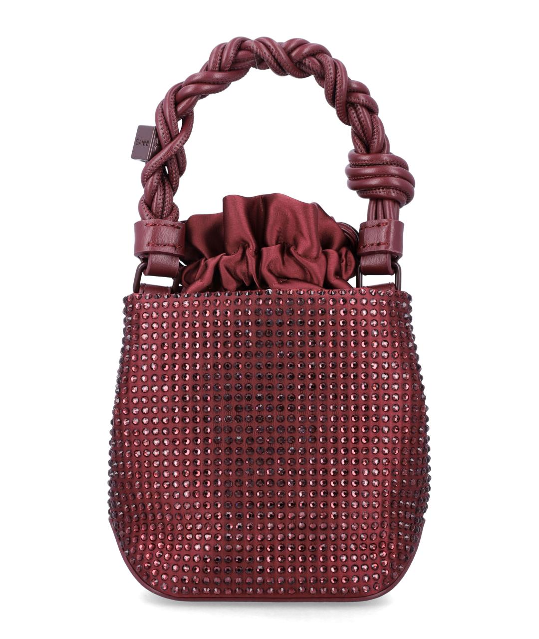 GANNI Бордовая синтетическая сумка тоут, фото 3
