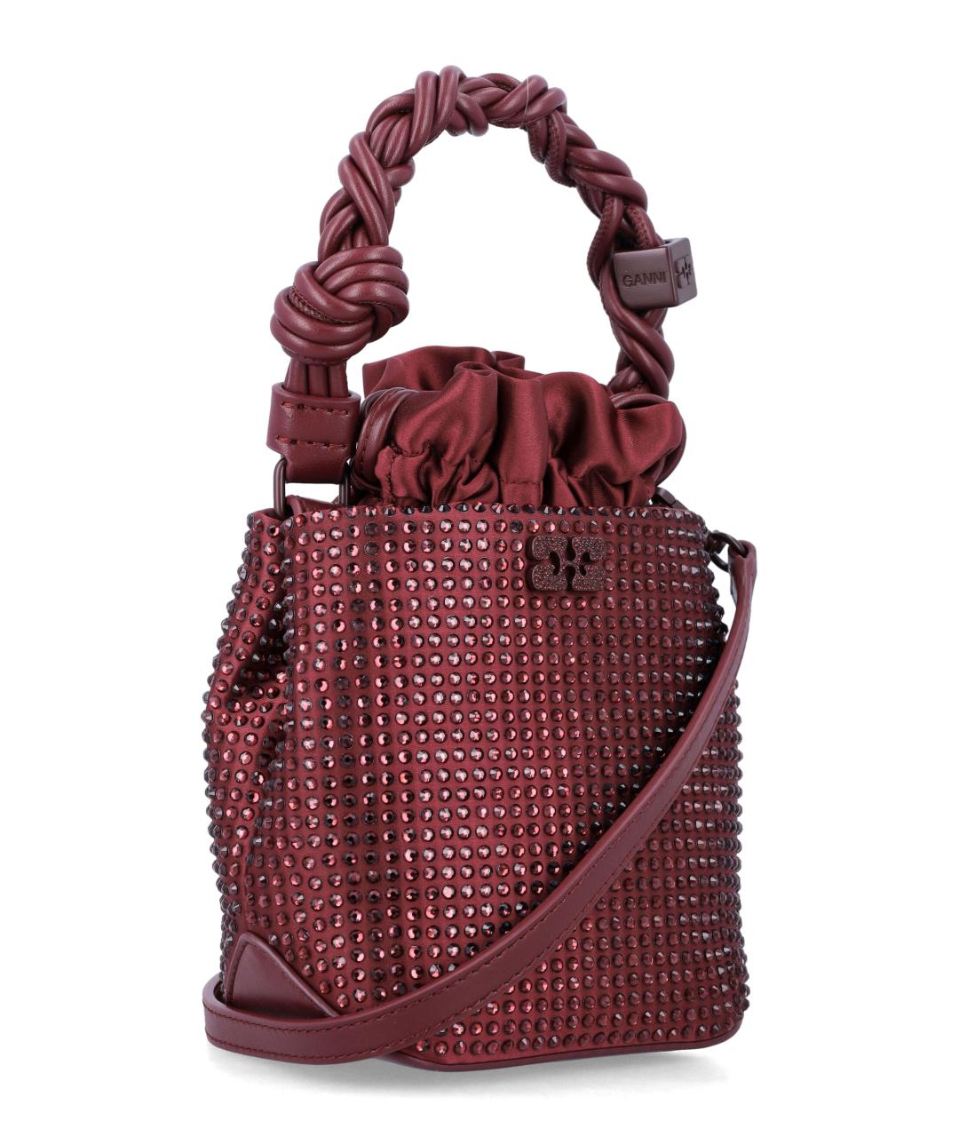 GANNI Бордовая синтетическая сумка тоут, фото 2