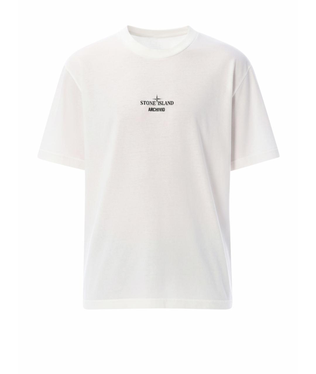 STONE ISLAND Белая хлопковая футболка, фото 1