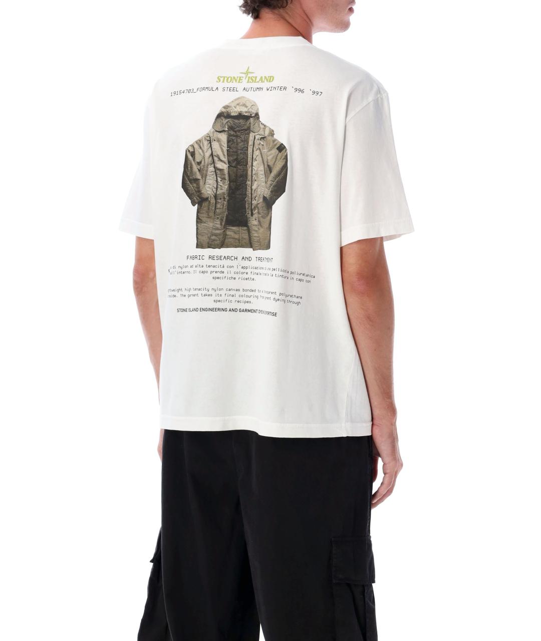 STONE ISLAND Белая хлопковая футболка, фото 2