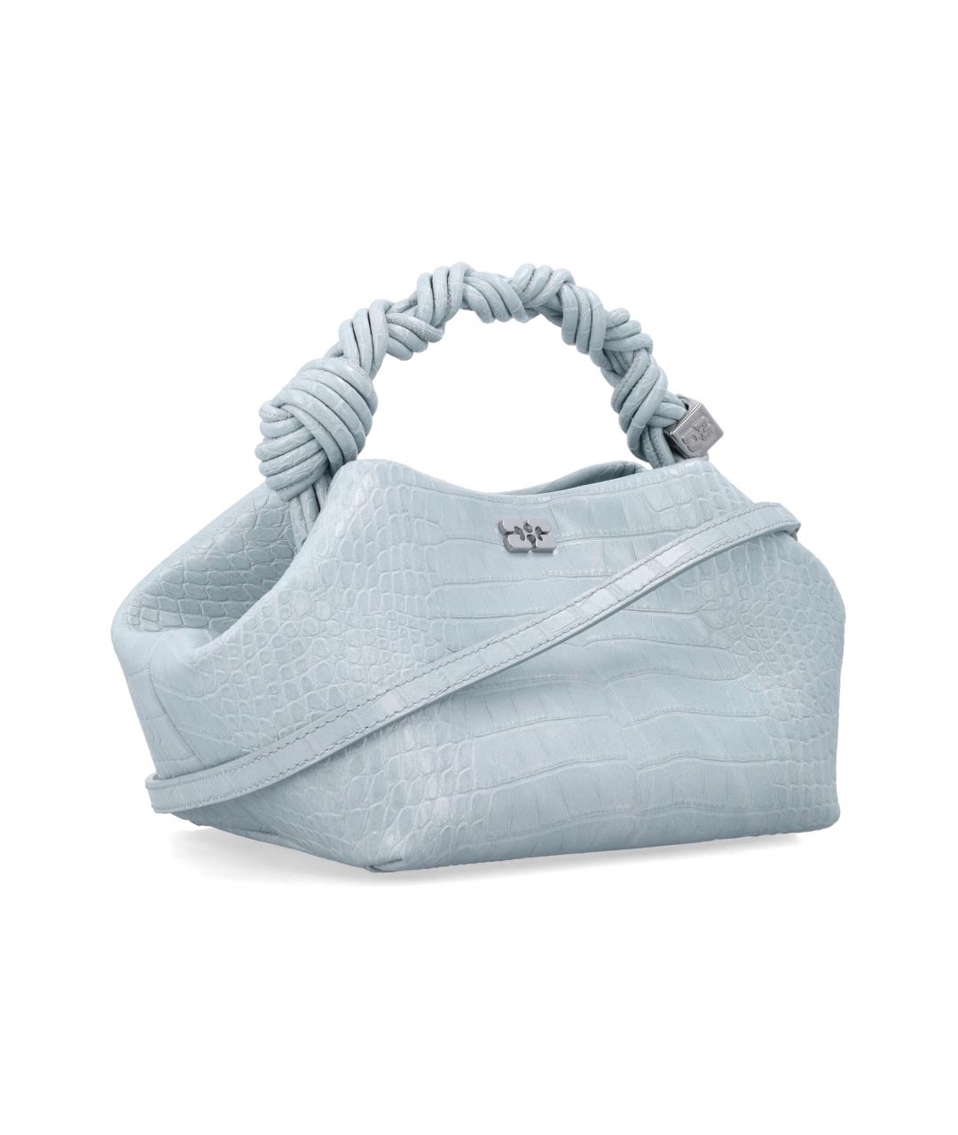 GANNI Голубая кожаная сумка с короткими ручками, фото 2