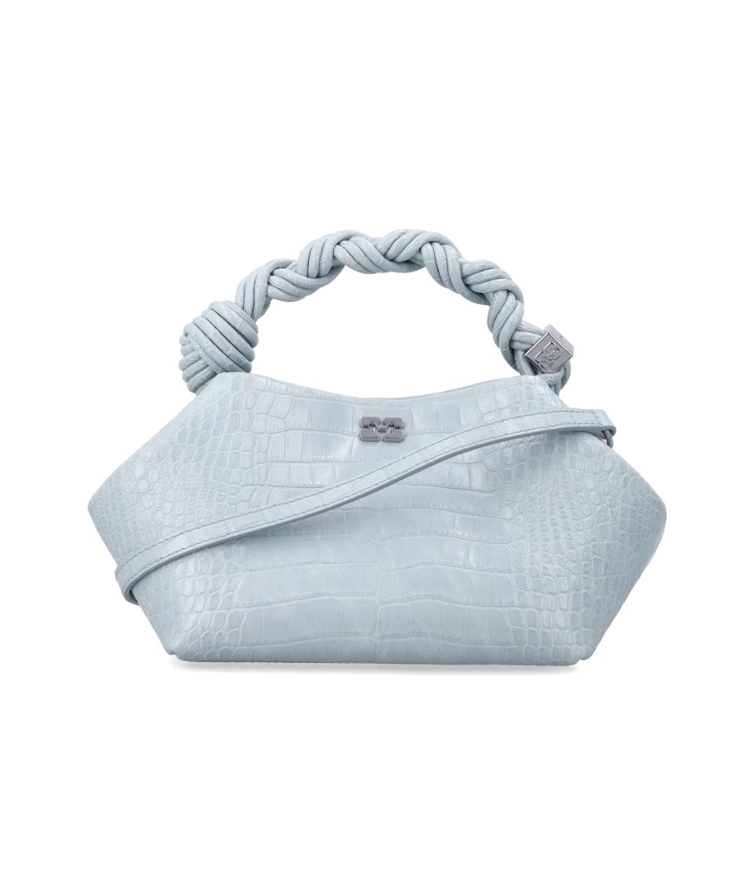 GANNI Голубая кожаная сумка с короткими ручками, фото 1