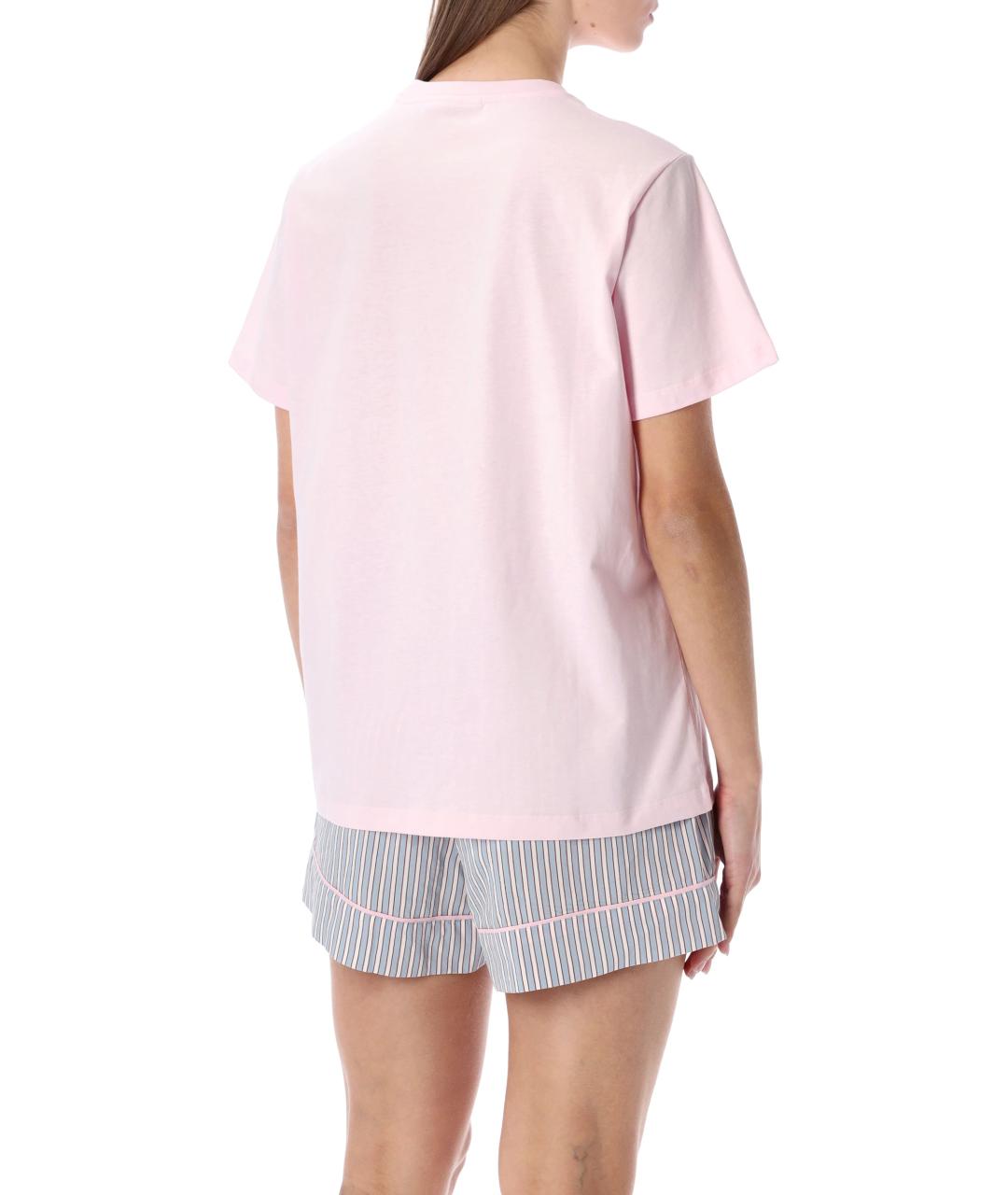 GANNI Розовая хлопковая футболка, фото 3