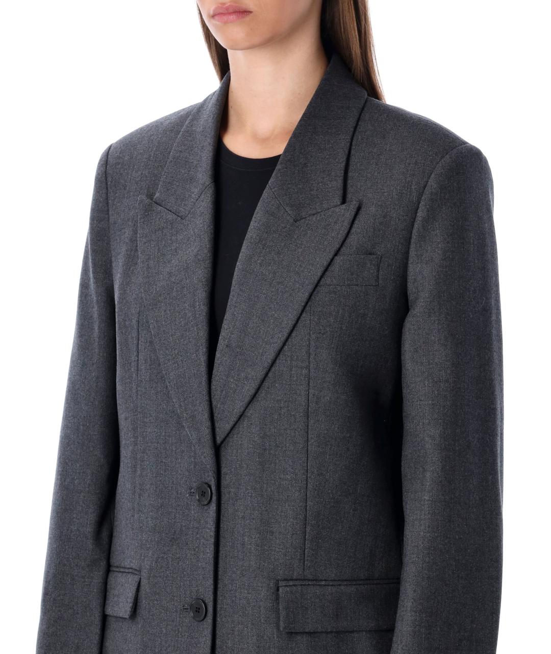 ANINE BING Серый шерстяной жакет/пиджак, фото 4