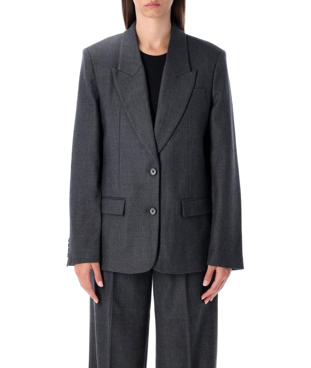 ANINE BING Серый шерстяной жакет/пиджак, фото 2