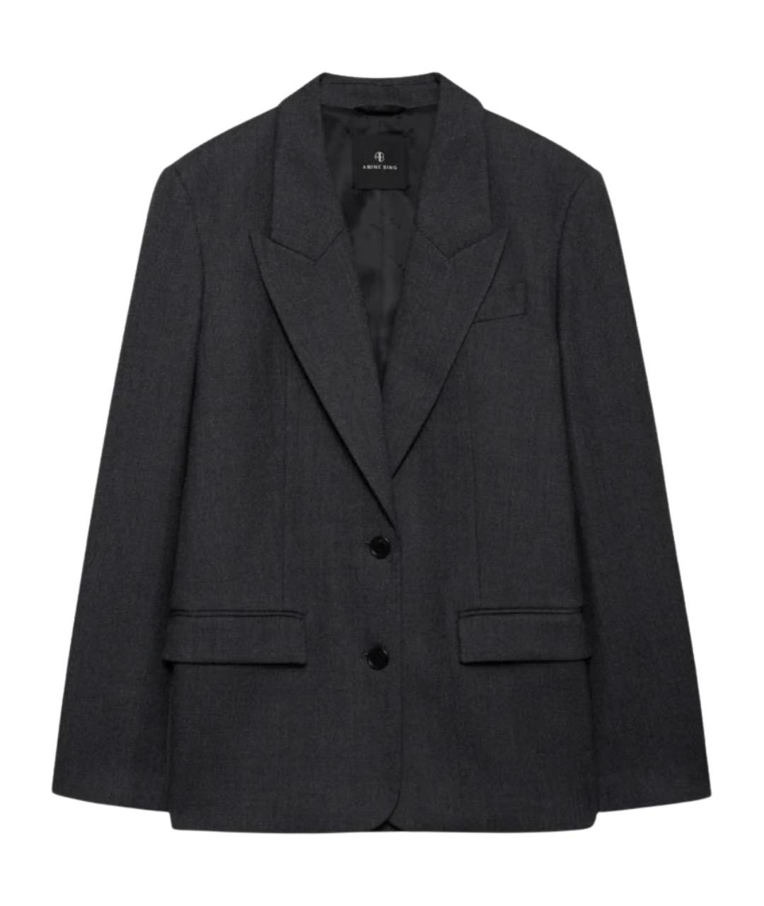 ANINE BING Серый шерстяной жакет/пиджак, фото 1