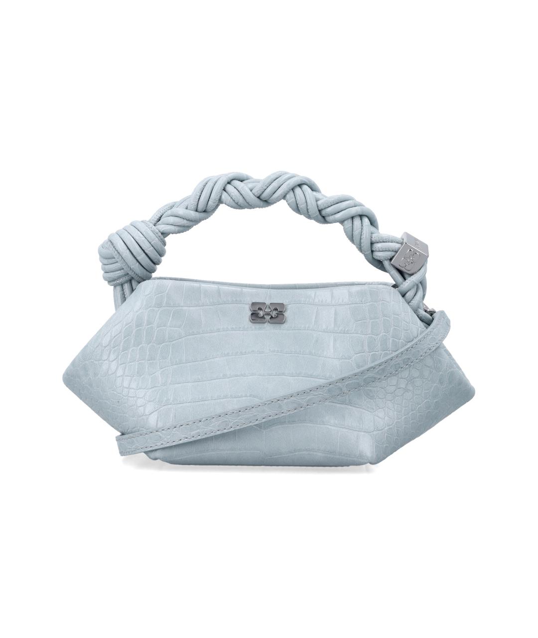 GANNI Голубая кожаная сумка с короткими ручками, фото 1