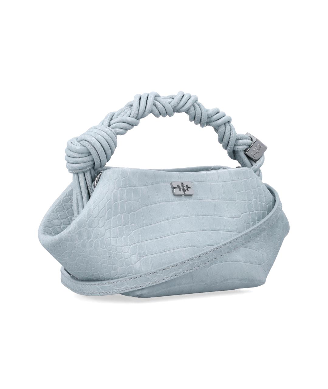 GANNI Голубая кожаная сумка с короткими ручками, фото 2