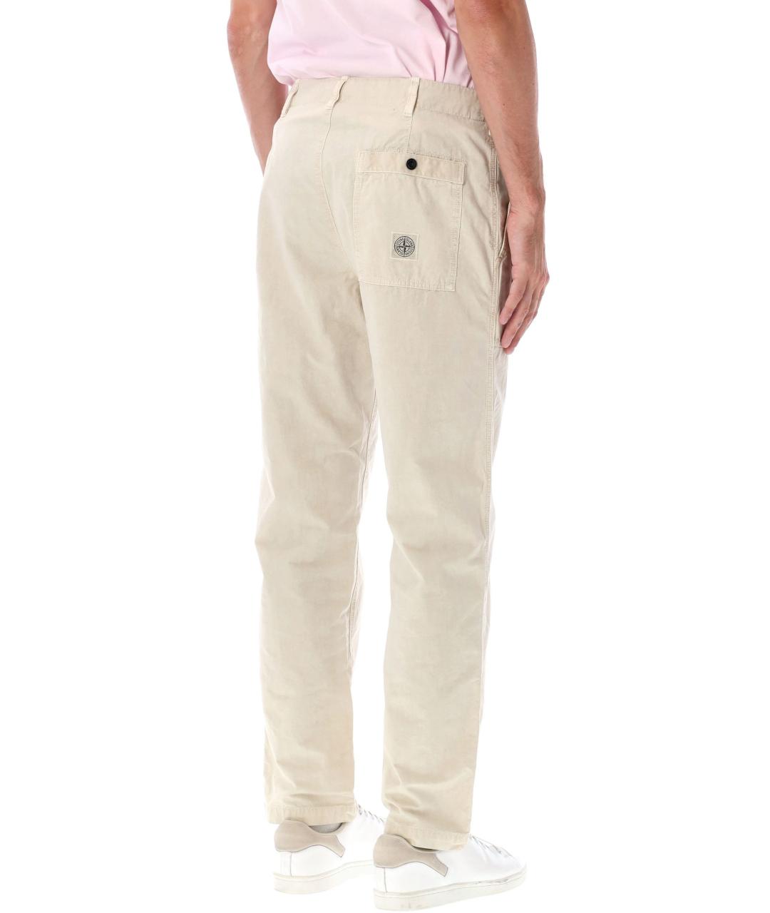 STONE ISLAND Бежевые хлопковые повседневные брюки, фото 2