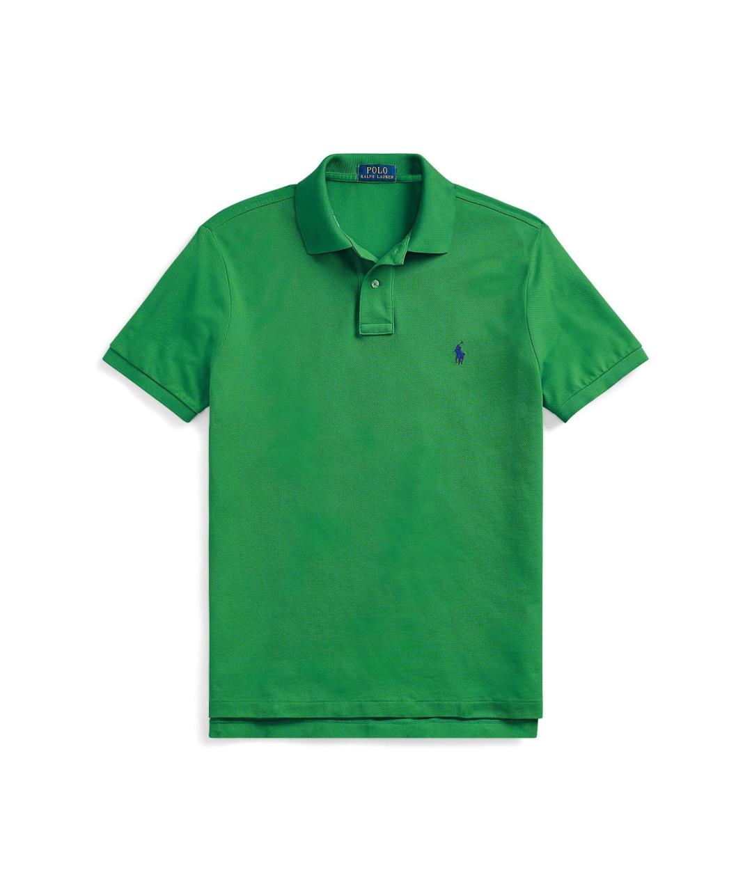POLO RALPH LAUREN Зеленые хлопковое поло с коротким рукавом, фото 1