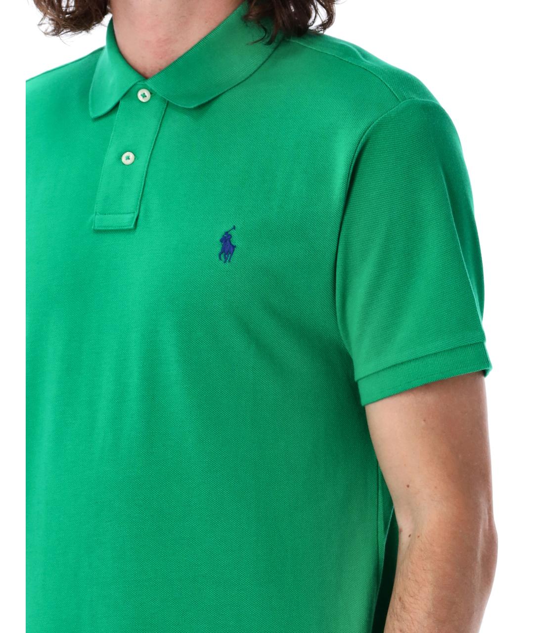 POLO RALPH LAUREN Зеленые хлопковое поло с коротким рукавом, фото 3