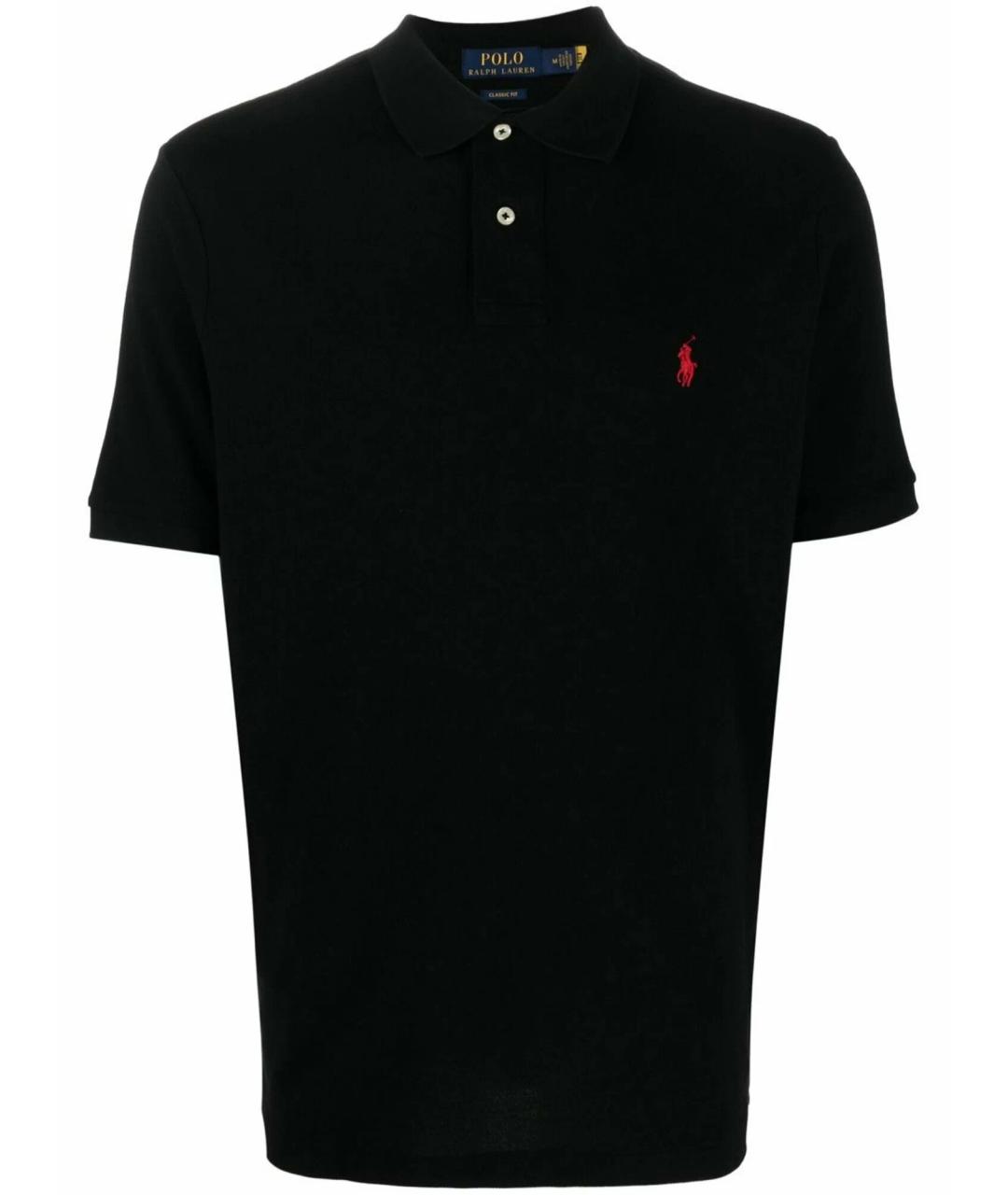 POLO RALPH LAUREN Черное хлопковое поло с коротким рукавом, фото 1