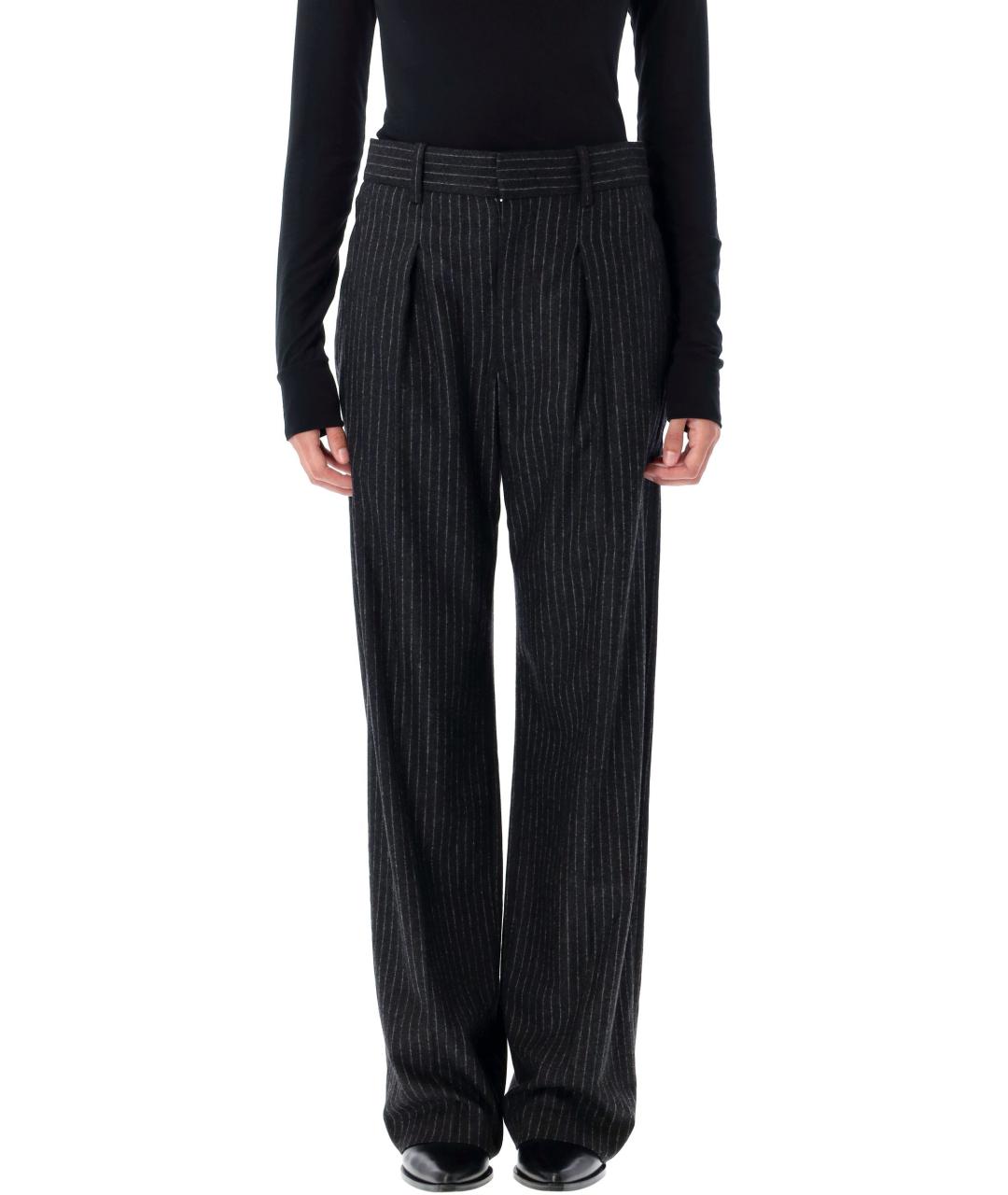 ISABEL MARANT Серые шерстяные прямые брюки, фото 2