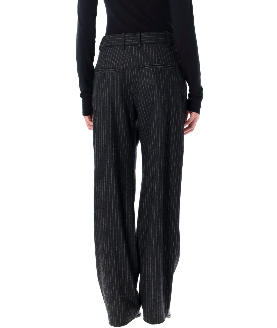 ISABEL MARANT Серые шерстяные прямые брюки, фото 3