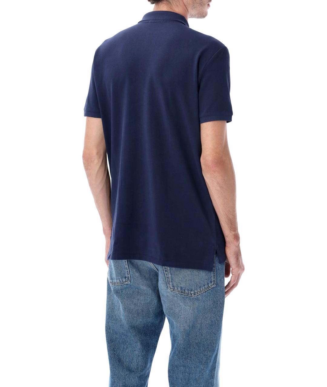 POLO RALPH LAUREN Синее хлопковое поло с коротким рукавом, фото 6