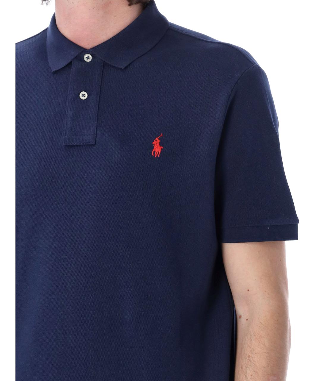 POLO RALPH LAUREN Синее хлопковое поло с коротким рукавом, фото 4
