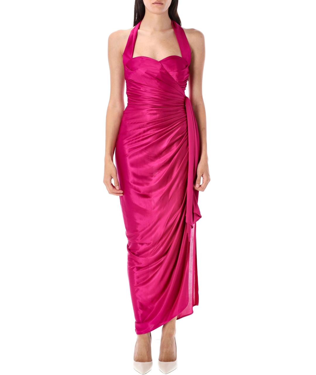 BALMAIN Фуксия вискозное вечернее платье, фото 4