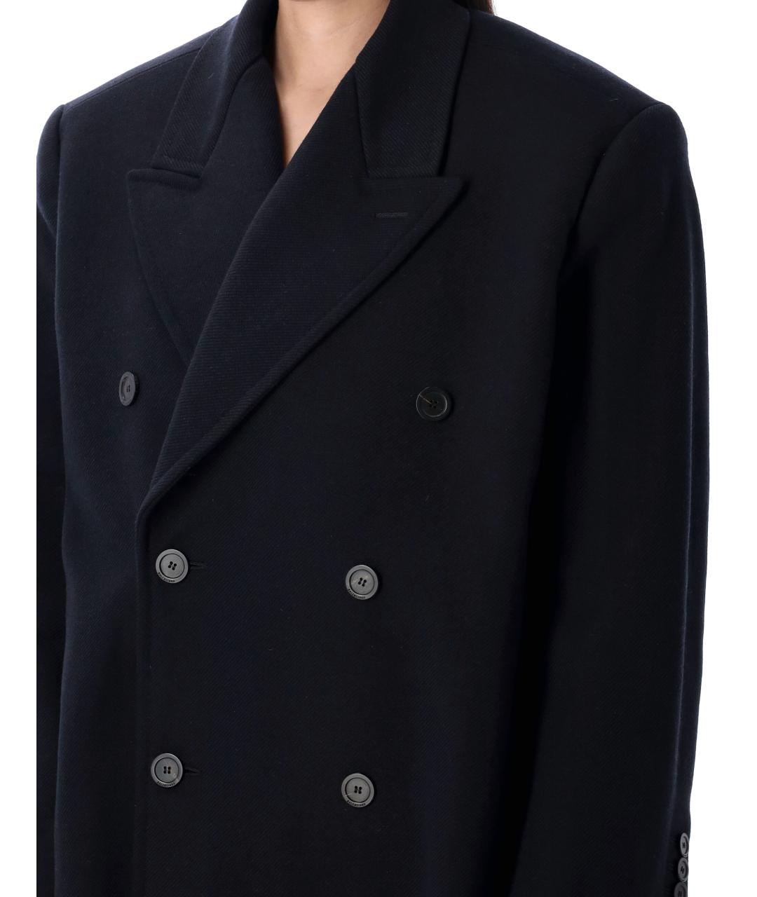BALENCIAGA Темно-синее шерстяное пальто, фото 4