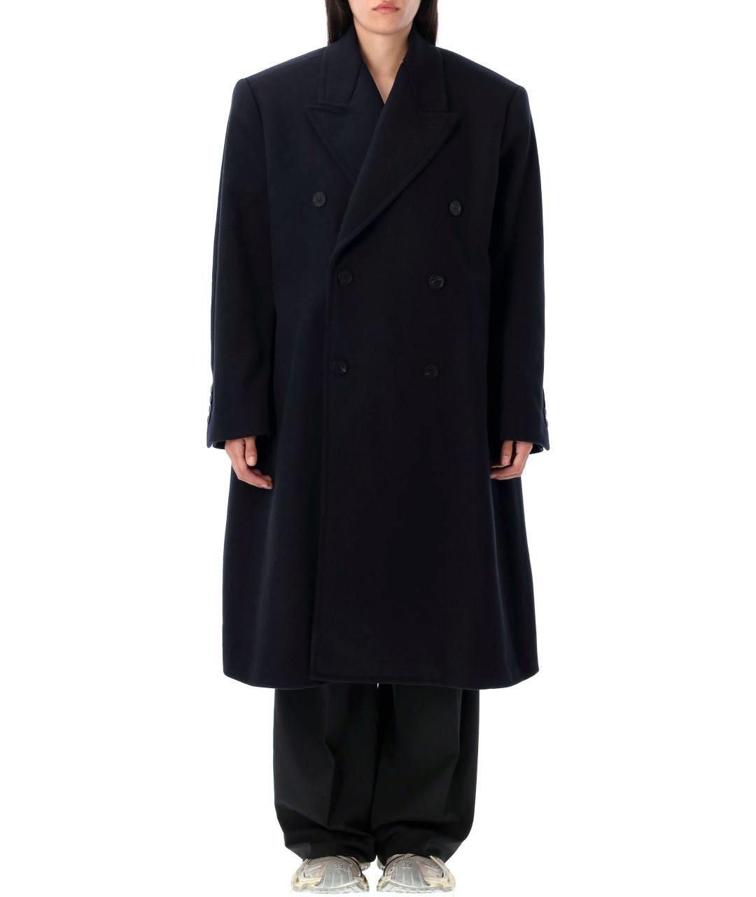 BALENCIAGA Темно-синее шерстяное пальто, фото 2