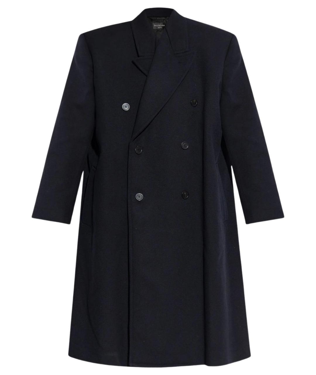BALENCIAGA Темно-синее шерстяное пальто, фото 1