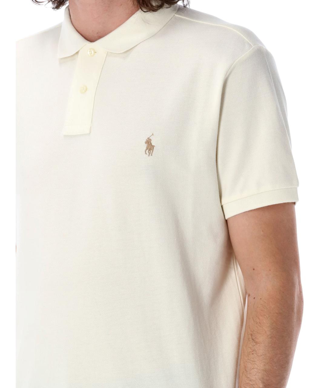 POLO RALPH LAUREN Белое хлопковое поло с коротким рукавом, фото 4