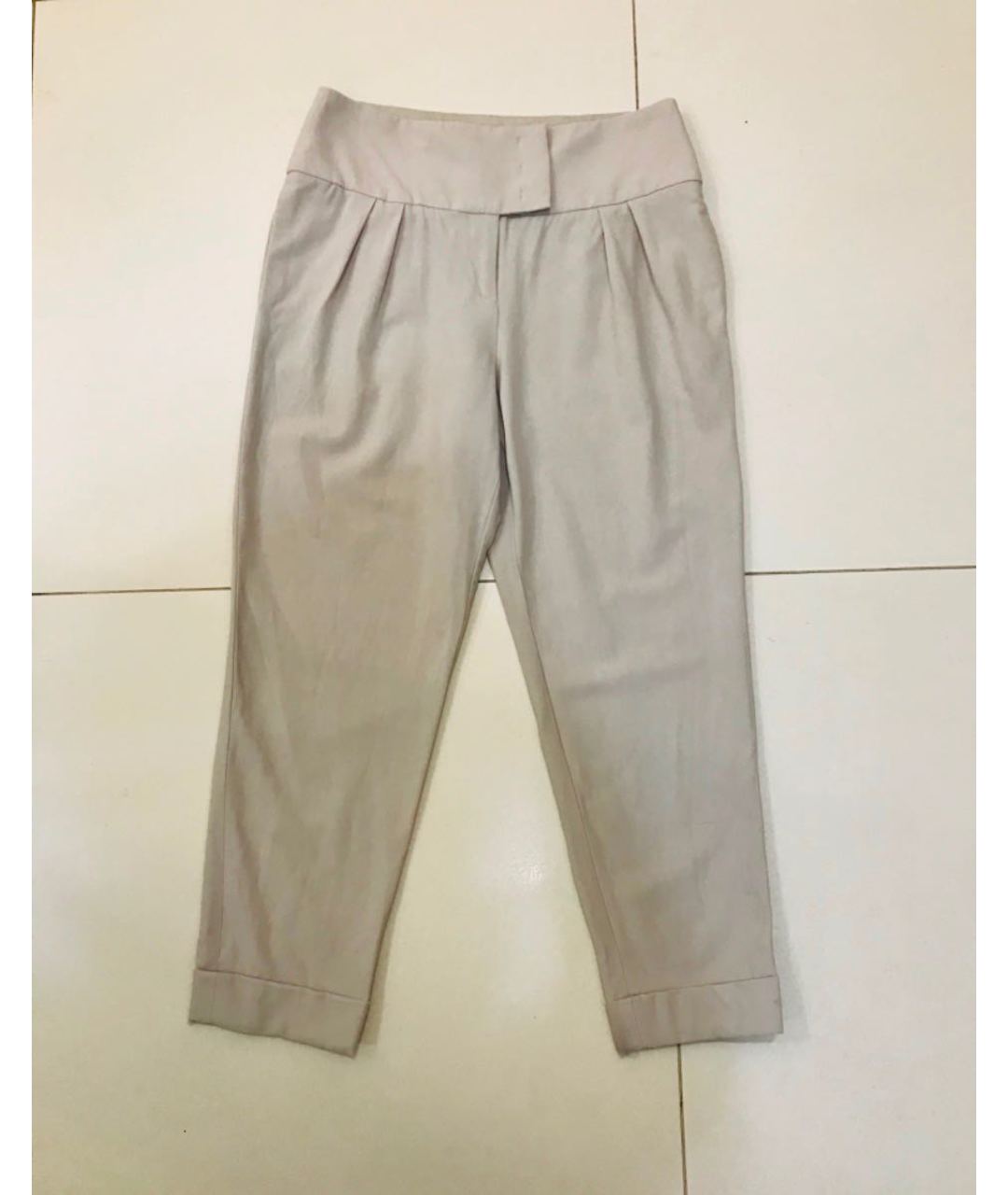 ARMANI COLLEZIONI Бежевые шерстяные прямые брюки, фото 2