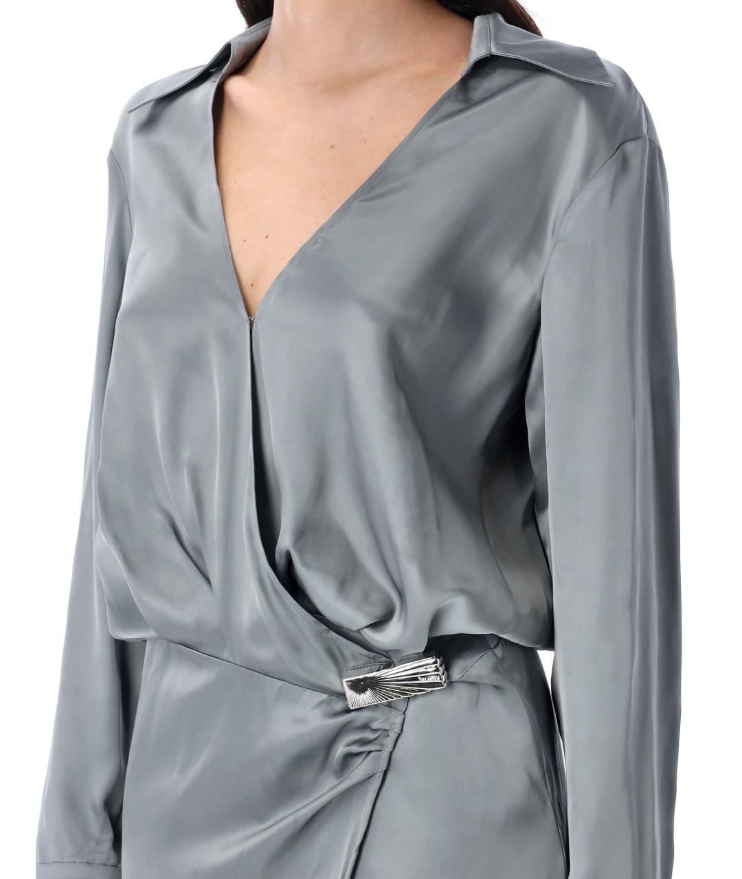 THE ATTICO Серое вискозное повседневное платье, фото 4