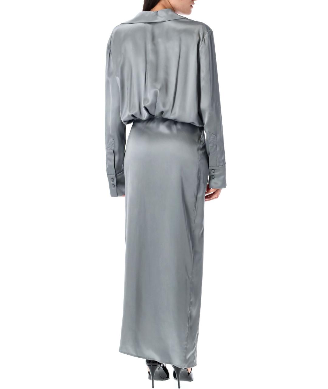 THE ATTICO Серое вискозное повседневное платье, фото 3
