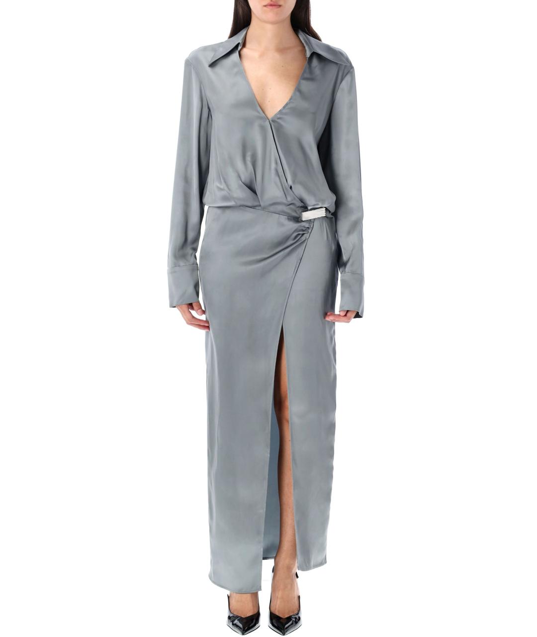 THE ATTICO Серое вискозное повседневное платье, фото 2