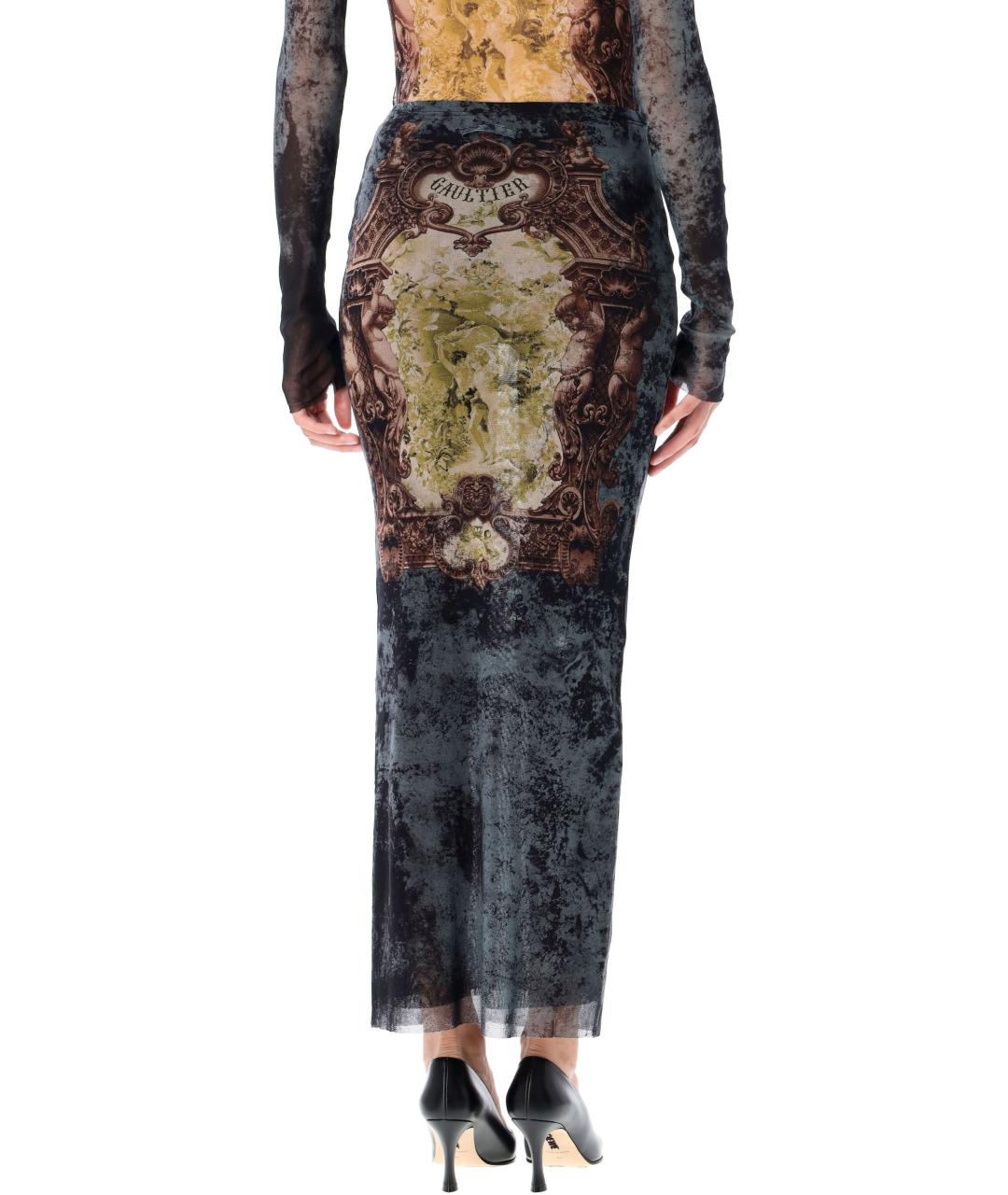 JEAN PAUL GAULTIER Мульти полиамидовая юбка миди, фото 2
