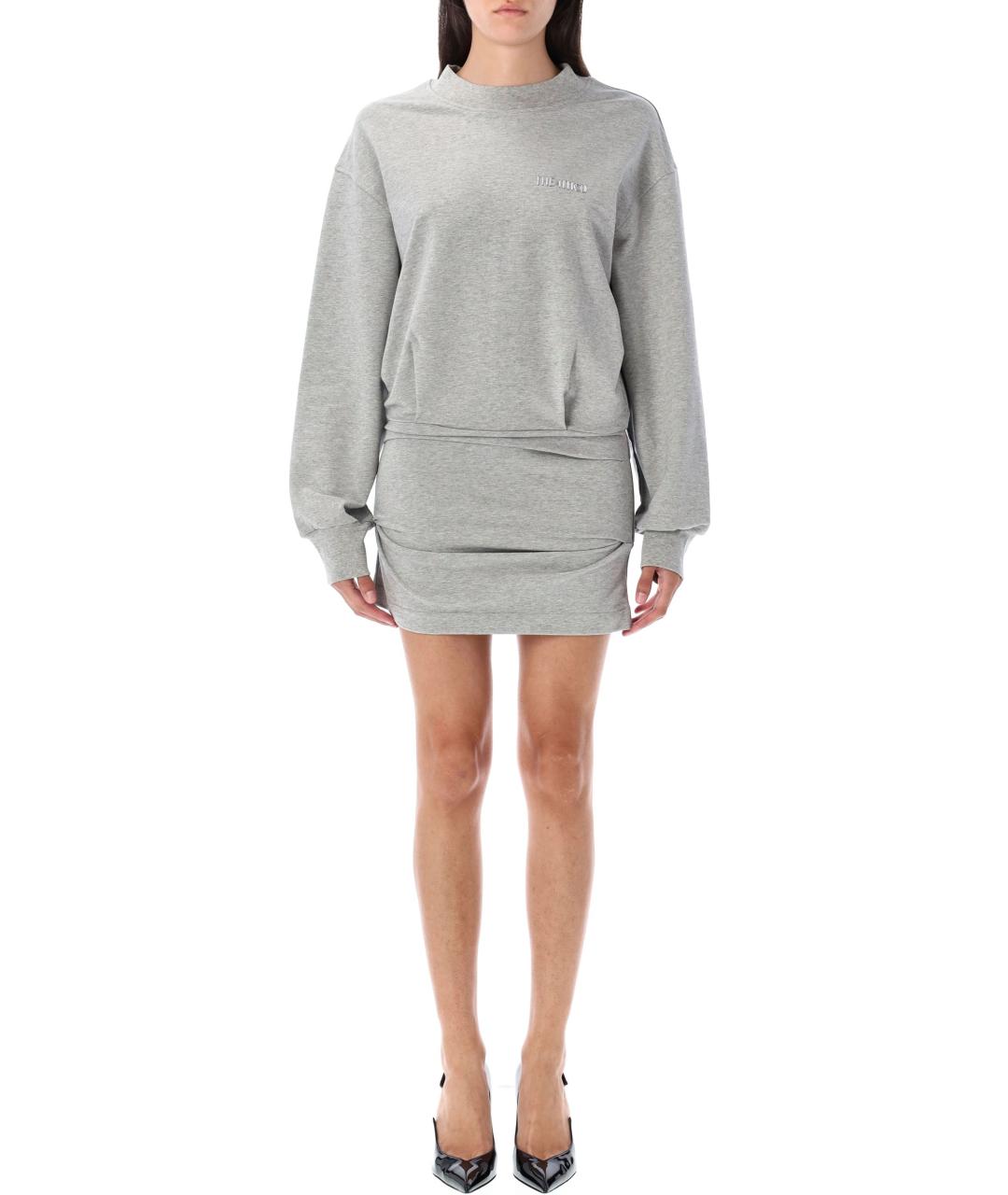 THE ATTICO Серое хлопковое платье, фото 2